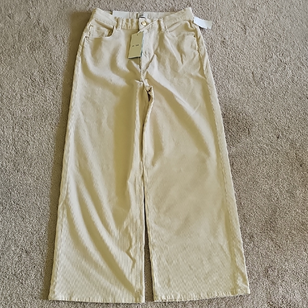 DL1961 HEPBURN MANILLA KNIT WIDE LEG HIGH RISE OFF WHITE JEANS SIZE 31
